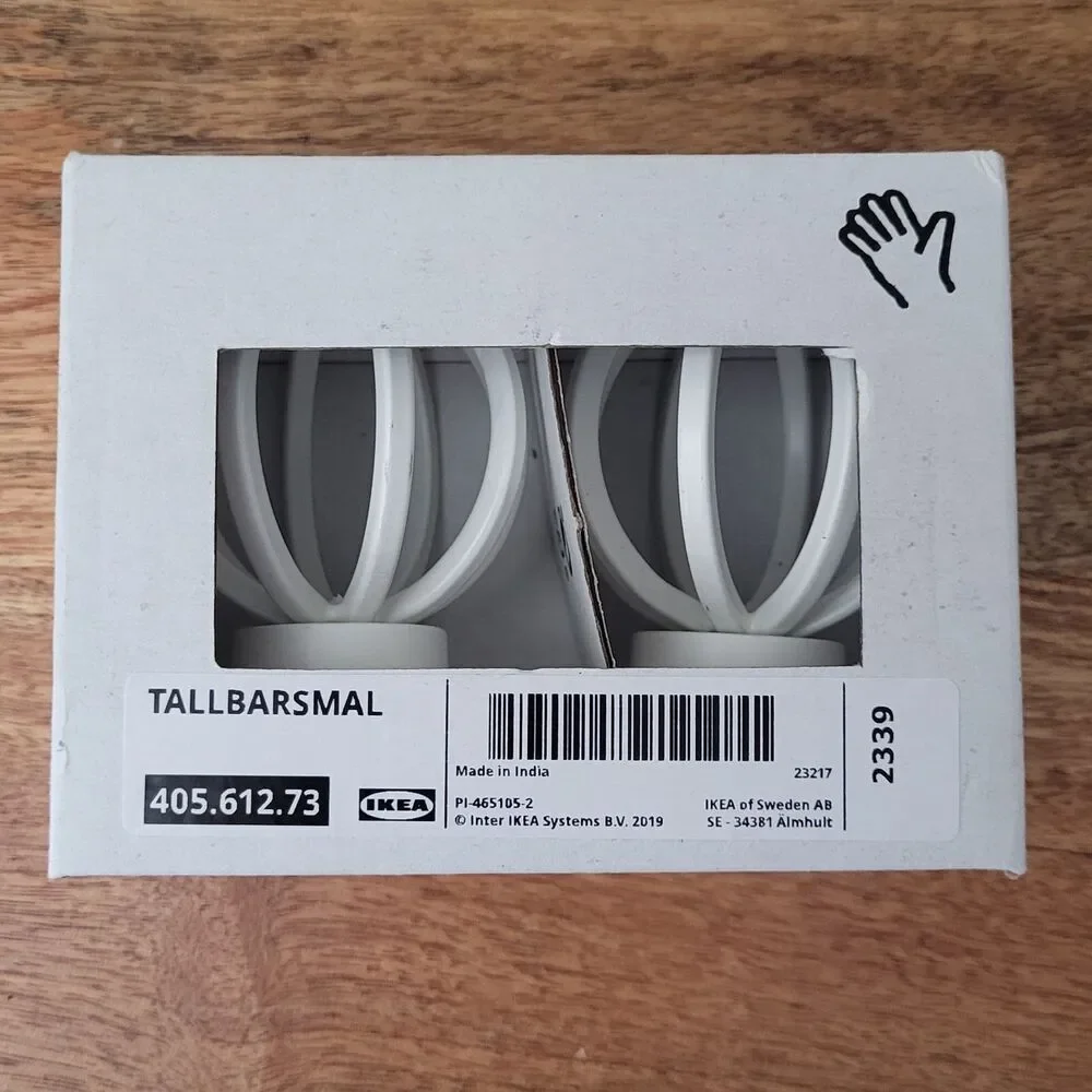 Ikea TALLBARSMAL 405.612.73 White Finials Curtains Decorative